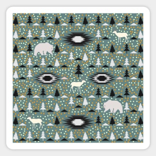 Winter pattern with deer, bears and dots Sticker